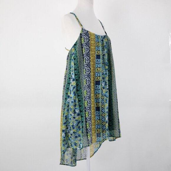 Intu Sz M Navy Yellow Multi Color Floral Asymmetrical Lined 100% Polyester Top - Picture 5 of 12